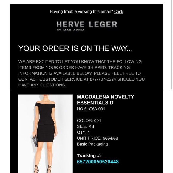 AUTHENTIC HERVE LEGER Off the Shoulder Mini Dress - Picture 4 of 4